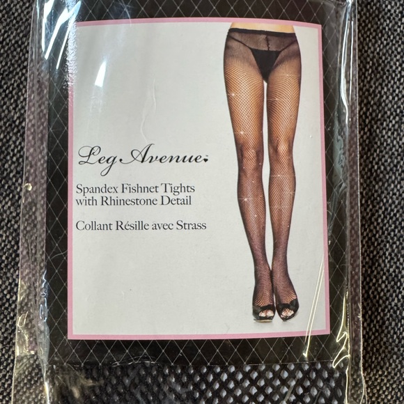 Leg Avenue Black Fishnet Tights with Rhinestone Detail - Picture 1 of 1
